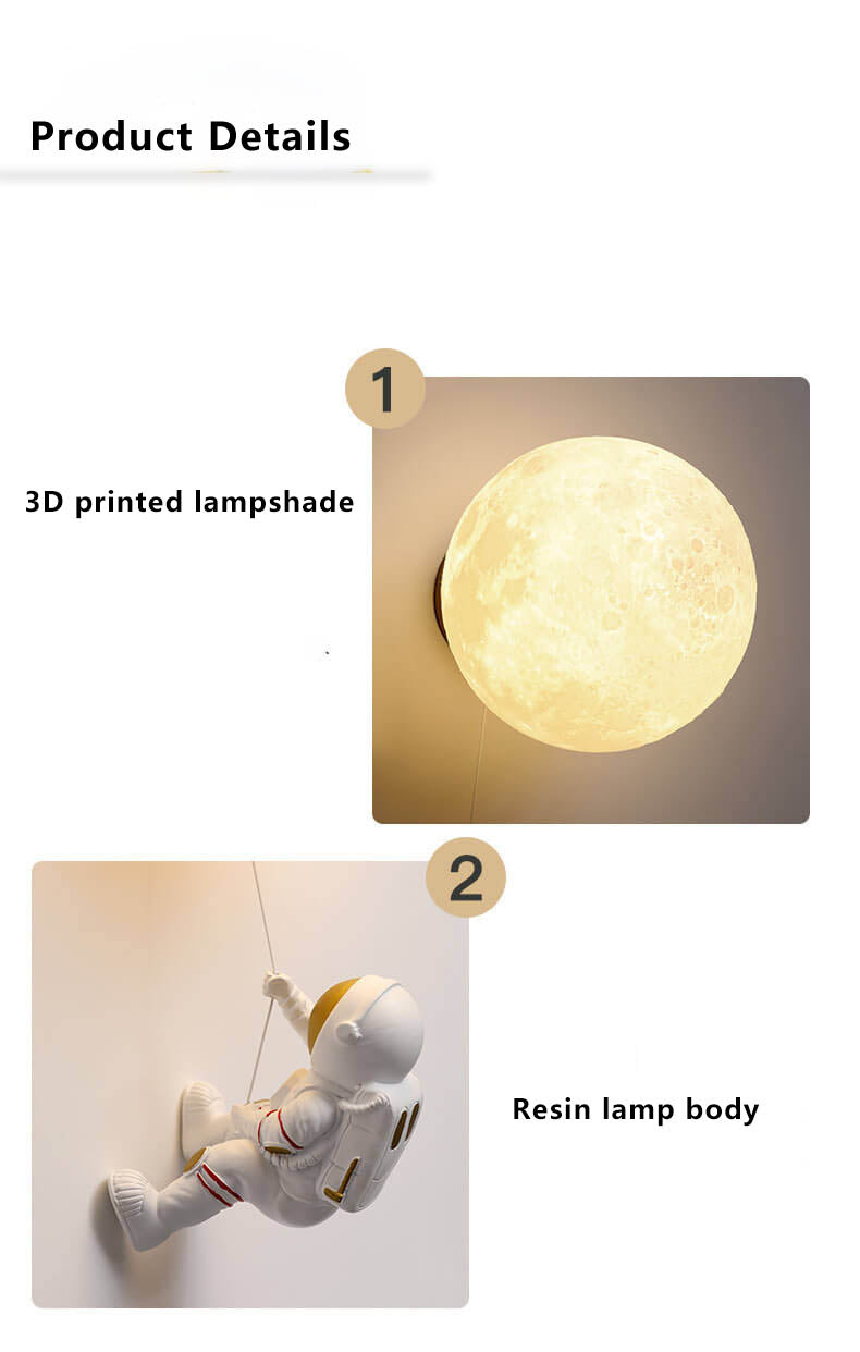 Creatieve Moon Astronaut 1-lichts Led Wandlamp