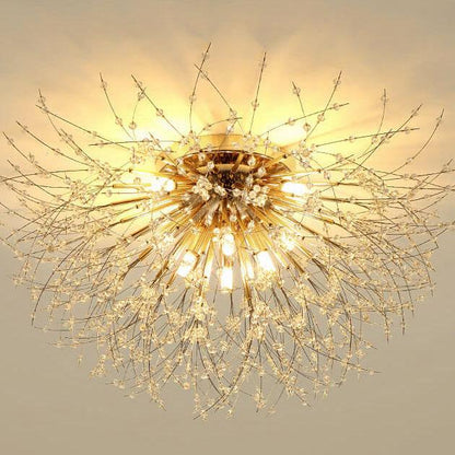 Moderne Creatieve Paardenbloem Kristal 5/6/8 Lichts Semi-Flush Montage Plafondlamp