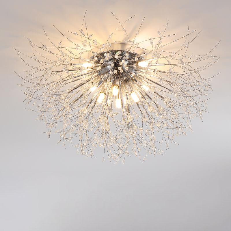 Moderne Creatieve Paardenbloem Kristal 5/6/8 Lichts Semi-Flush Montage Plafondlamp