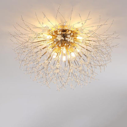 Moderne Creatieve Paardenbloem Kristal 5/6/8 Lichts Semi-Flush Montage Plafondlamp