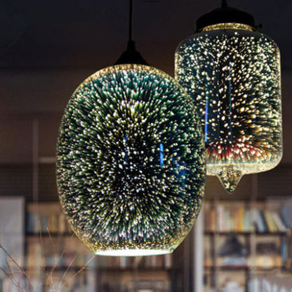 Moderne Creatieve 3D Vuurwerk Glazen Pot Hanglamp Met 1 Lichtpunt