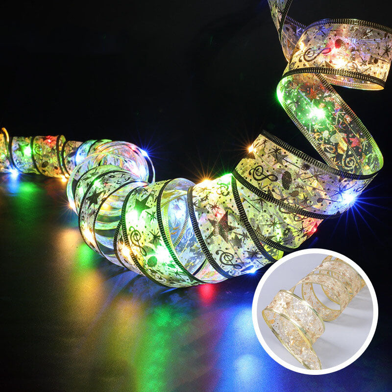 Kerstboomversiering Lint Cadeau LED Lichtsnoer