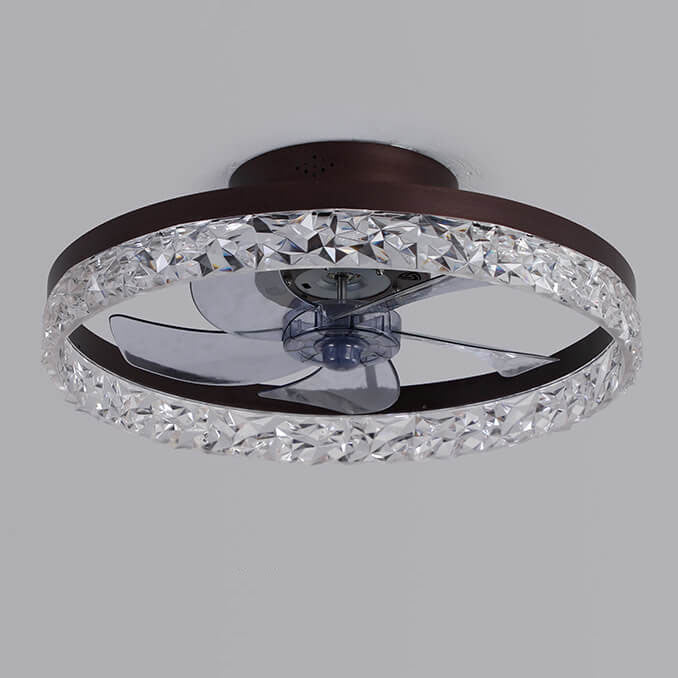 Moderne Cirkelvormige Ring Led Semi-Inbouw Plafondventilatorlamp