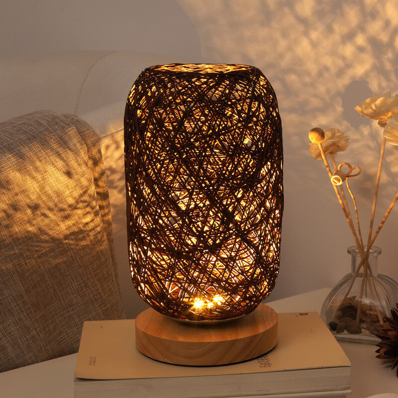 Creatieve Twine Rattan Ball LED Dimbare Decoratieve Nachtlamp Tafellamp