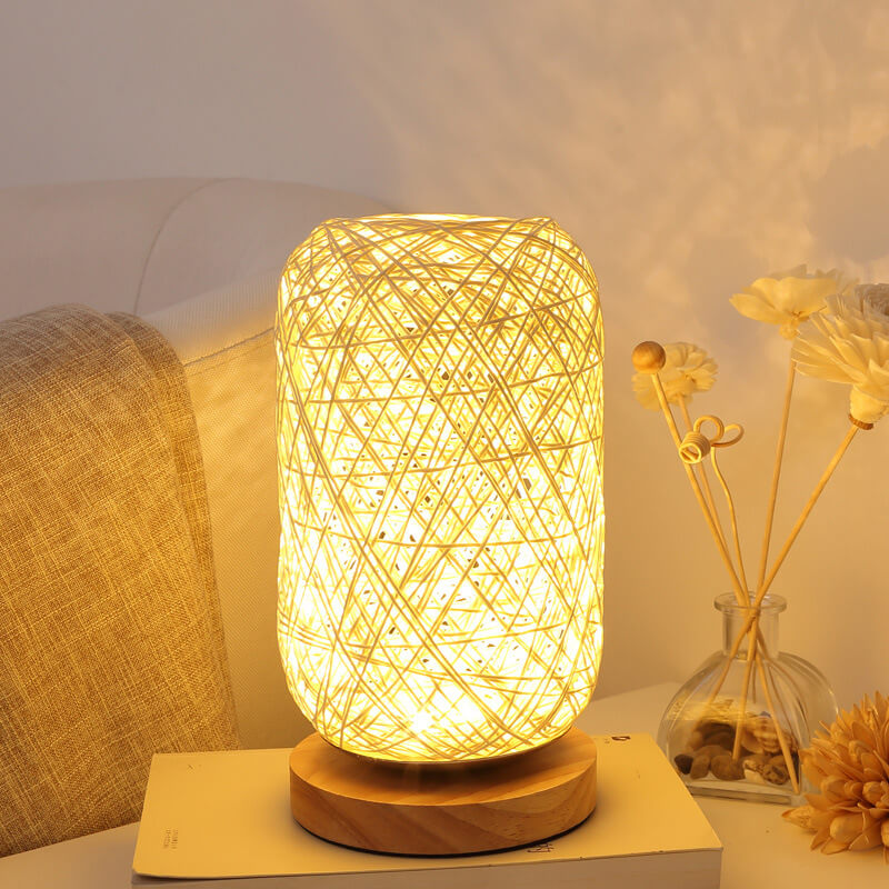 Creatieve Twine Rattan Ball LED Dimbare Decoratieve Nachtlamp Tafellamp