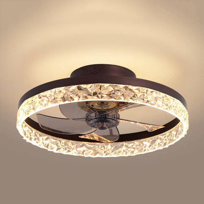 Moderne Cirkelvormige Ring Led Semi-Inbouw Plafondventilatorlamp