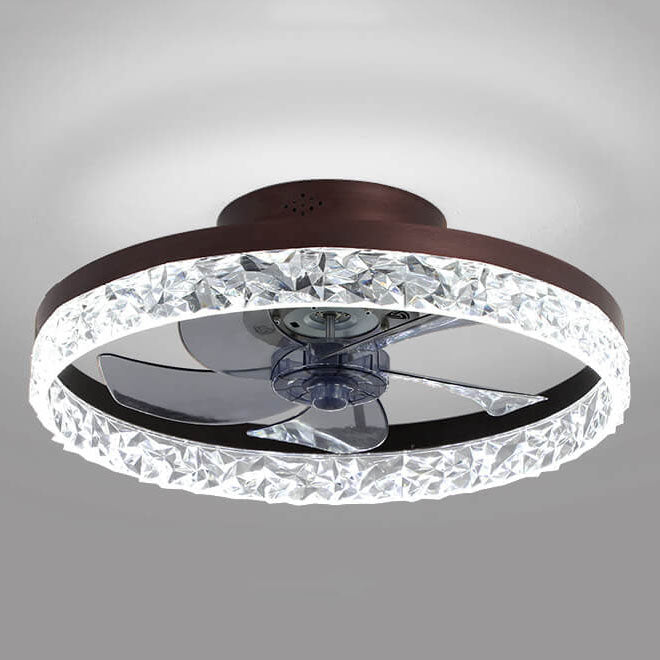 Moderne Cirkelvormige Ring Led Semi-Inbouw Plafondventilatorlamp