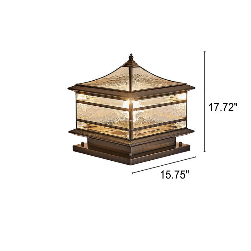 Europees Buiten Messing Glas Vierkant 1/2 Licht Waterdicht Pilaar Landschapslicht