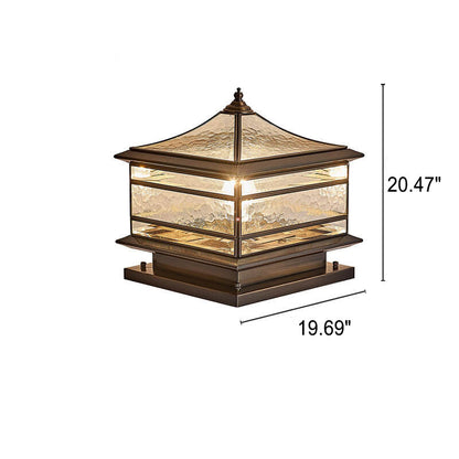 Europees Buiten Messing Glas Vierkant 1/2 Licht Waterdicht Pilaar Landschapslicht
