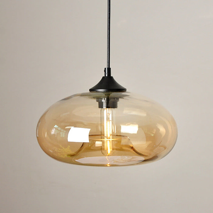 Creatieve Ovale Hanglamp Met 1 Licht Gemaakt Van Gekleurd Glas