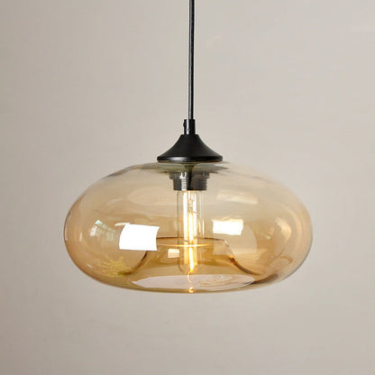 Creatieve Ovale Hanglamp Met 1 Licht Gemaakt Van Gekleurd Glas