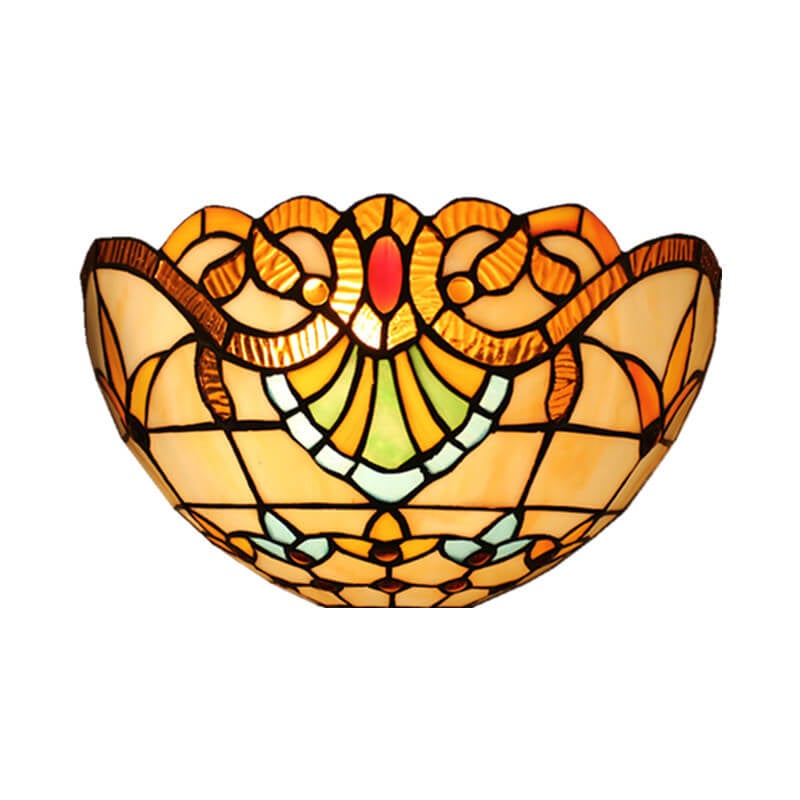 Europese Tiffany Glas-in-lood Komvormige Wandlamp Met 1 Lamp