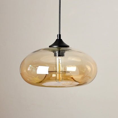 Creatieve Ovale Hanglamp Met 1 Licht Gemaakt Van Gekleurd Glas