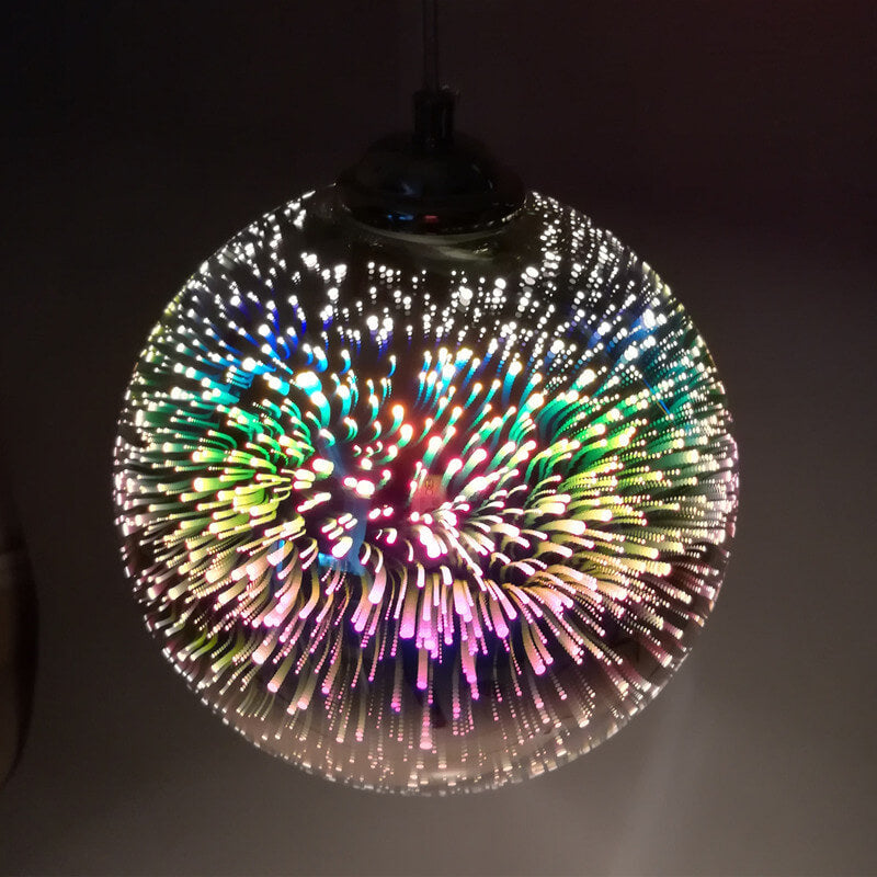 Moderne Creatieve 3D Kleurrijke Vuurwerk Glazen 1-Lichts Koepel Hanglamp