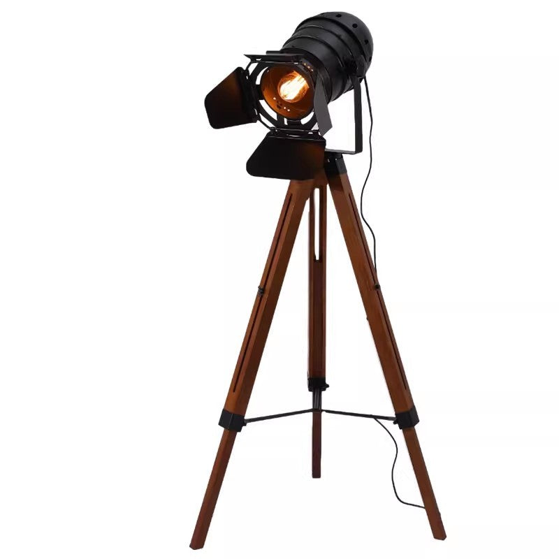 Hedendaagse Creatieve Camera Ijzer Hout 1 - Lichte Staande Vloerlamp Voor Woonkamer