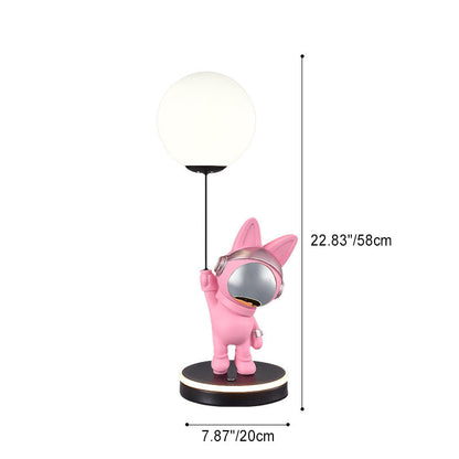 Hedendaagse Creatieve Cartoon Kinderen Ruimte Konijn Ballon Hars Plastic Led Tafellamp Voor Slaapkamer