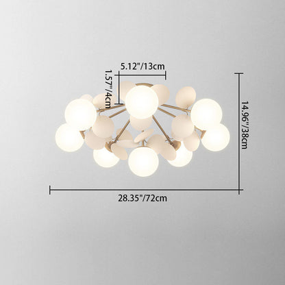 Moderne Scandinavische Kleurrijke Bloembol Van Metaal, Glas En Acryl, 1/4/6/8 Lichts Semi-inbouw Plafondlamp Voor De Slaapkamer