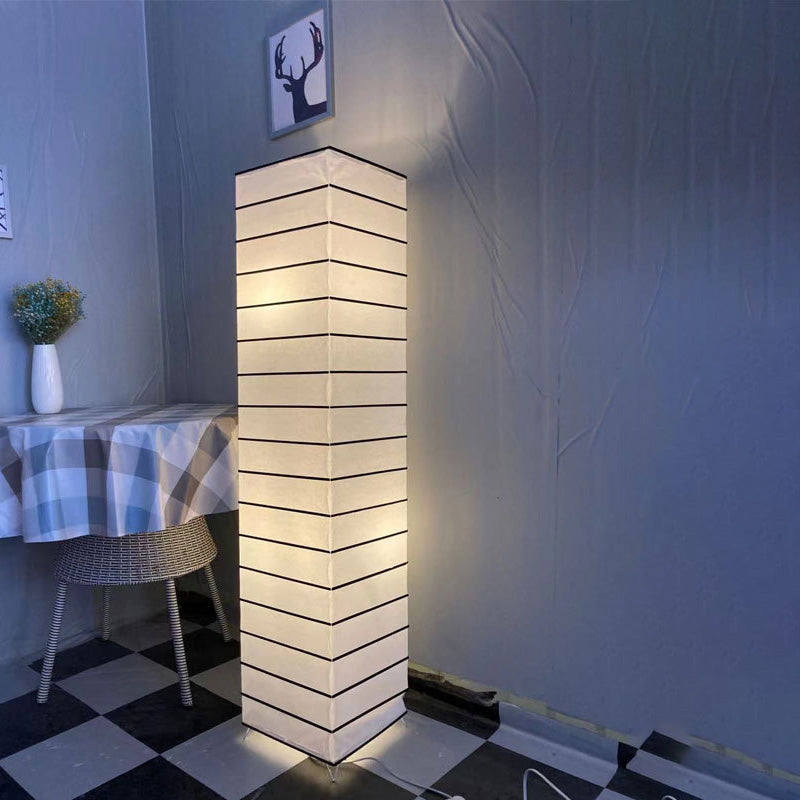 Hedendaagse Nordic Paper Column Cubic 2-Lichts Staande Vloerlamp Voor Slaapkamer