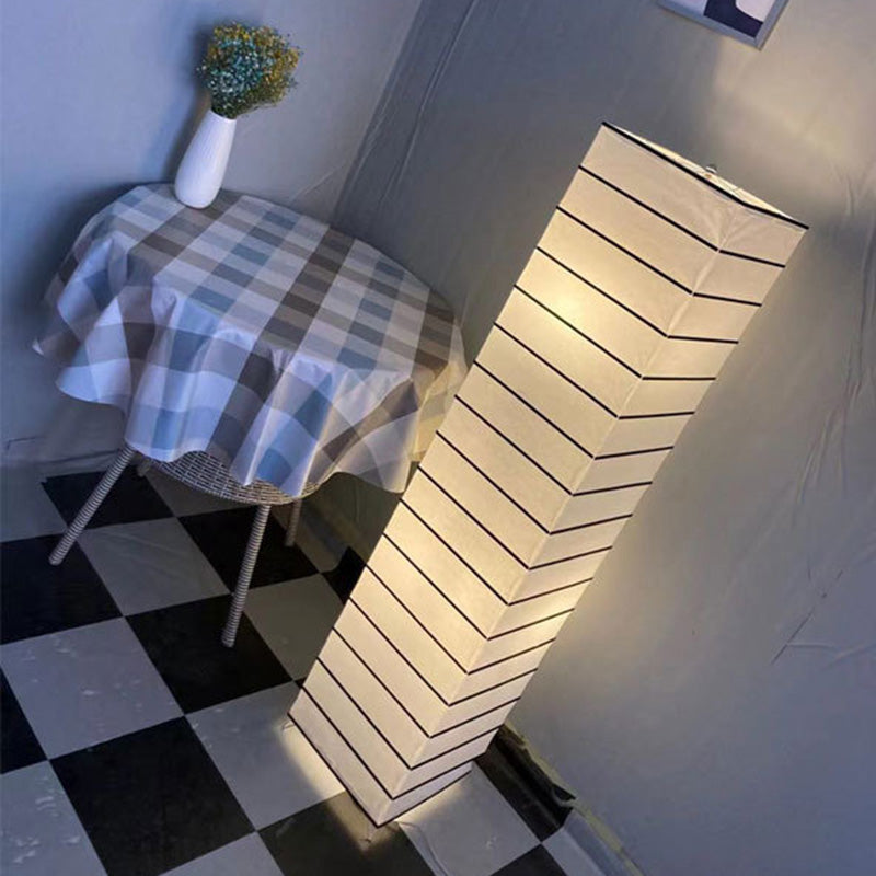 Hedendaagse Nordic Paper Column Cubic 2-Lichts Staande Vloerlamp Voor Slaapkamer