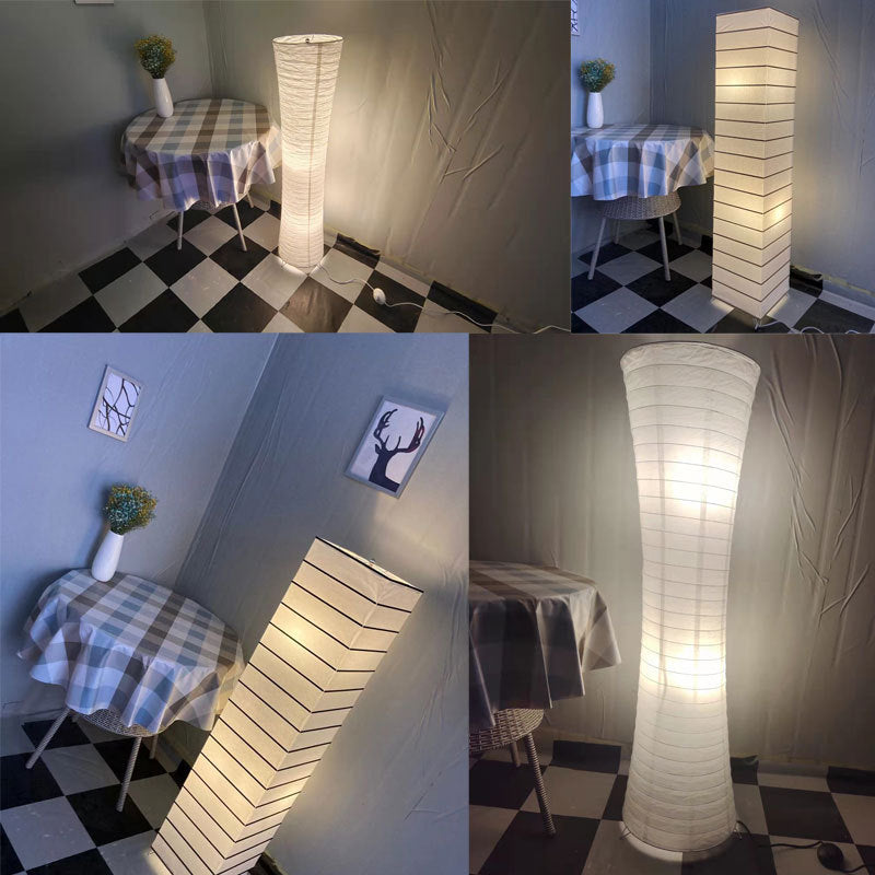 Hedendaagse Nordic Paper Column Cubic 2-Lichts Staande Vloerlamp Voor Slaapkamer