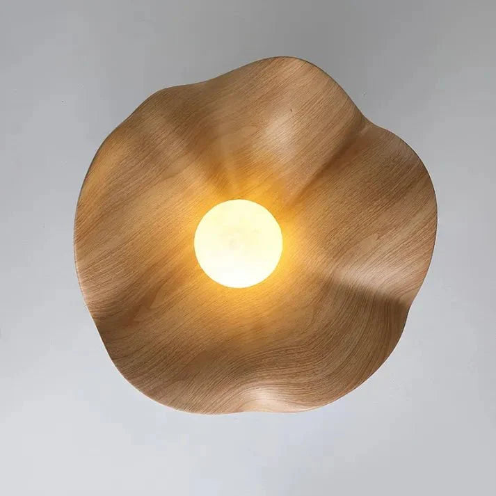 Scandinavische Houten Lotus Plafondlamp Van Hars