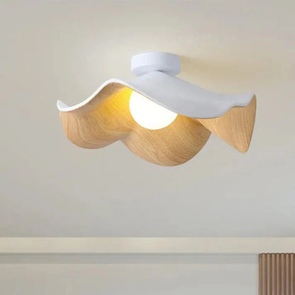 Scandinavische Houten Lotus Plafondlamp Van Hars