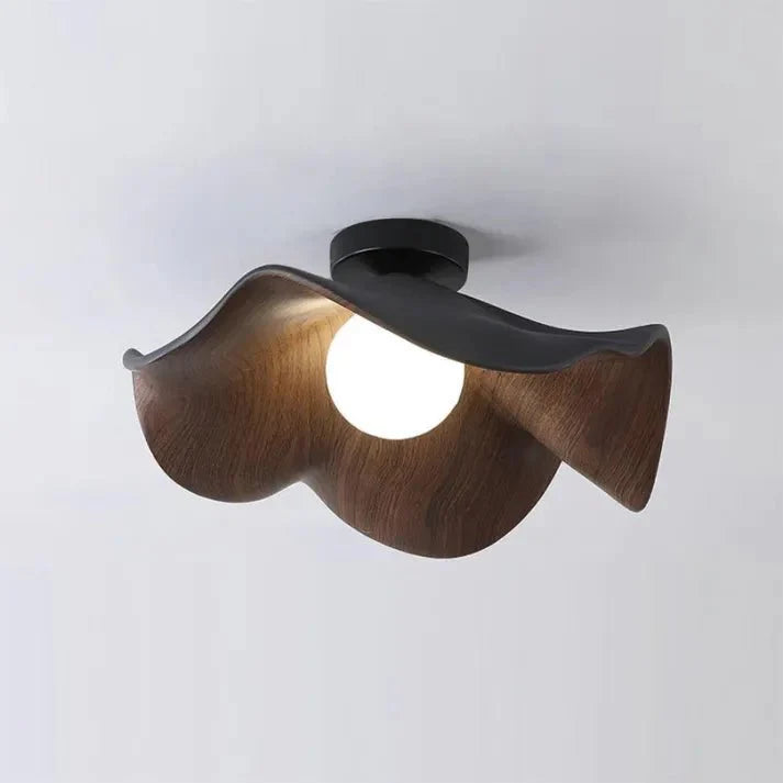 Scandinavische Houten Lotus Plafondlamp Van Hars