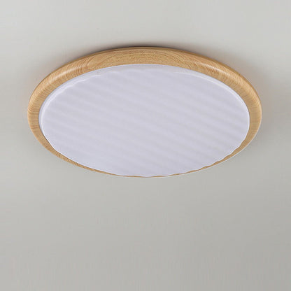 Ronde Hout Geplooide Led Slaapkamer Plafondlamp