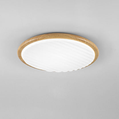 Ronde Hout Geplooide Led Slaapkamer Plafondlamp