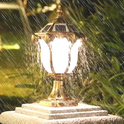 Europese Retro Gegoten Aluminium Glas Zonne-waterdichte Buiten Tuin Landschap Kolom Licht