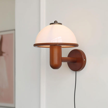 Paddestoel Houten Wandlamp