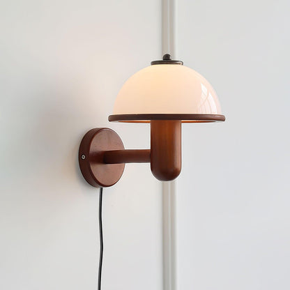 Paddestoel Houten Wandlamp