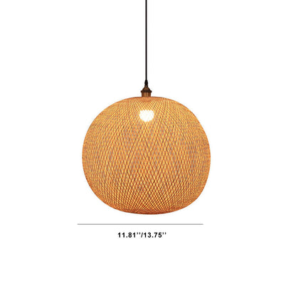 Bamboe Geweven Ronde Bal Beige 1-lichts Japanse Hanglamp