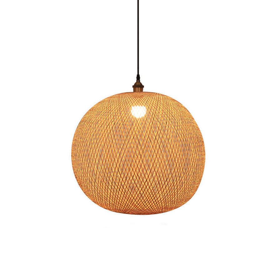 Bamboe Geweven Ronde Bal Beige 1-lichts Japanse Hanglamp