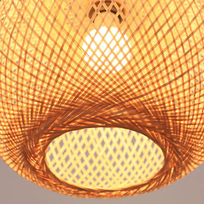 Bamboe Geweven Ronde Bal Beige 1-lichts Japanse Hanglamp