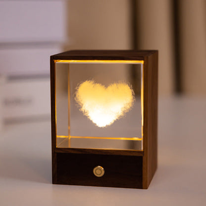 Creatieve Houten Doos Led Nachtlampje Decoratieve Touch Dimbare Tafellamp