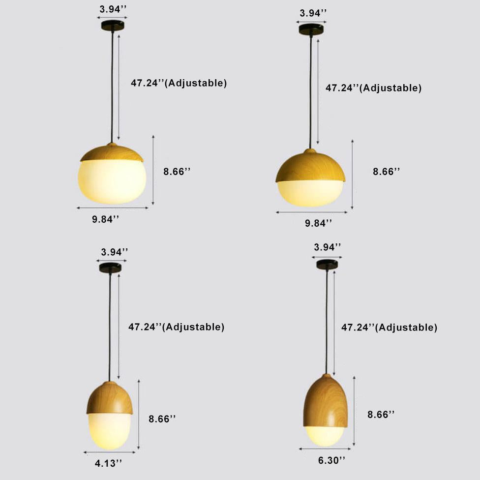 Moderne Beige Notenhouten 1-Lichts Bolvormige Hanglamp