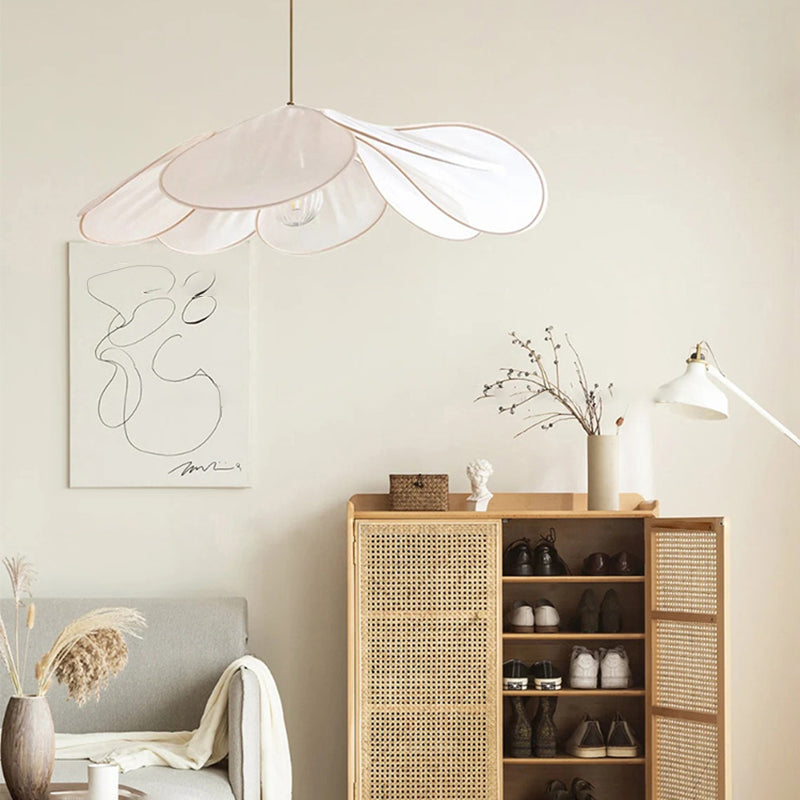 Hedendaagse Boho Petal Stoffen Lampenkap 1-Lichts Hanglamp Voor Woonkamer