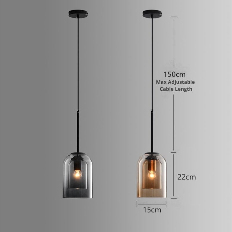 Mica Mid-Century Hanglampen Met Dubbel Glas