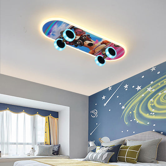 Creatieve Cartoon Skateboard Acryl Led Kinderen Plafondlamp