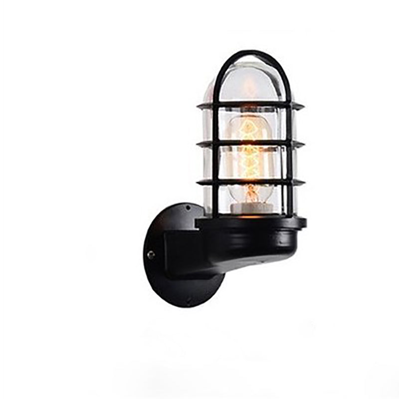 Moderne Industriële Aluminium Ronde Kooi 1-Lichts Waterdichte Wandlamp Voor Entree