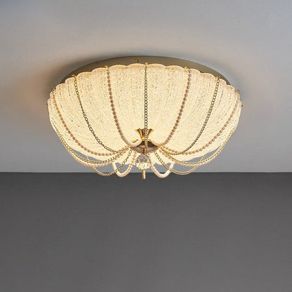 Moderne Art Deco Pompoen Half Ronde Ijzeren Kristal Led Plafondlamp Voor Slaapkamer