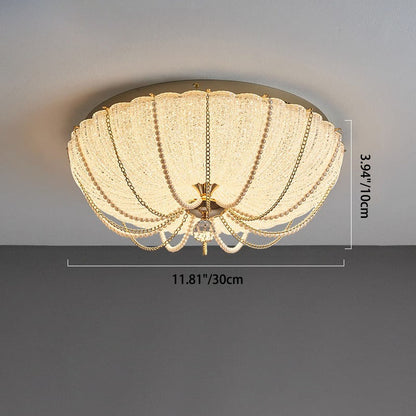 Moderne Art Deco Pompoen Half Ronde Ijzeren Kristal Led Plafondlamp Voor Slaapkamer