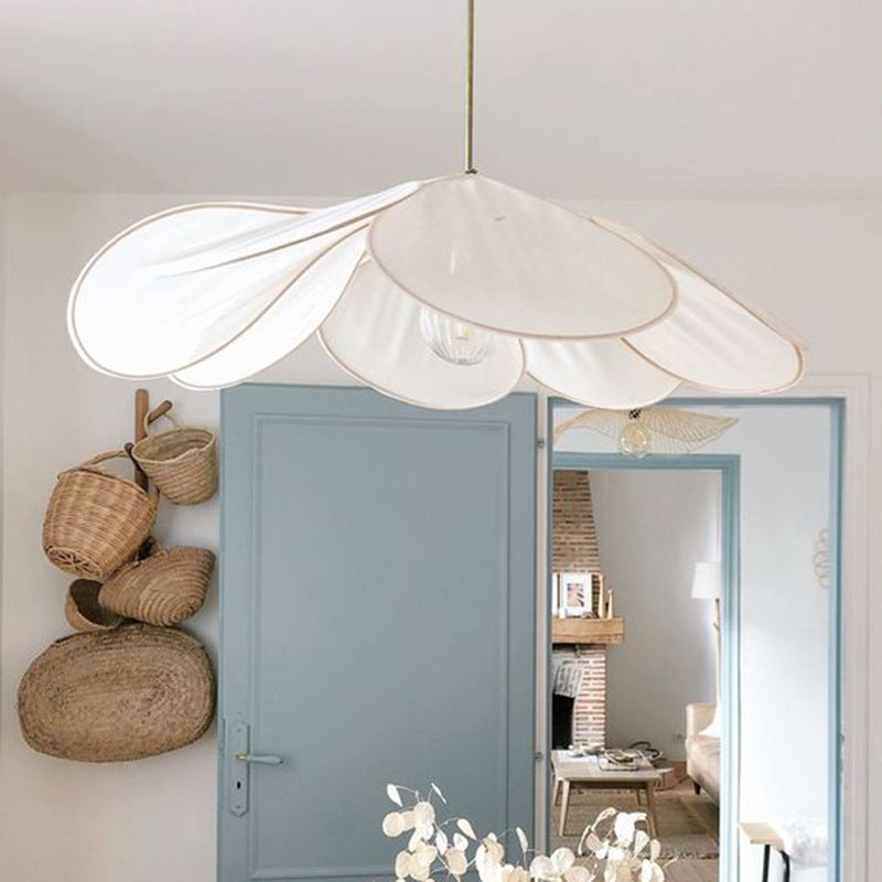 Hedendaagse Boho Petal Stoffen Lampenkap 1-Lichts Hanglamp Voor Woonkamer