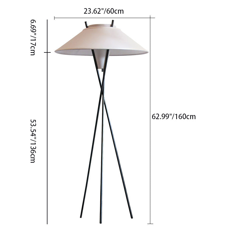 Hedendaagse Eenvoud Semi-Taps Toelopende Stoffen Kap Ijzeren Statief 1-Lichts Staande Vloerlamp Voor Studie