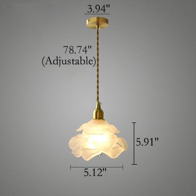 Franse Vintage Petal Glass 1-Lichts Led Hanglamp