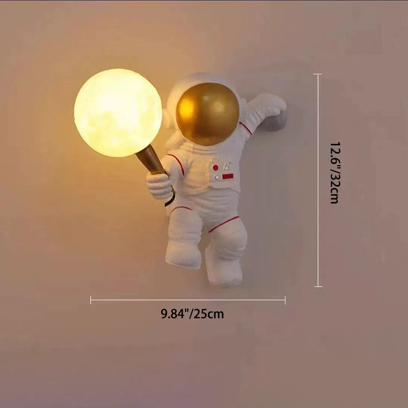 Hedendaagse Creatieve Cartoon Astronaut Hars Abs 1-Lichts Wandlamp Voor Slaapkamer