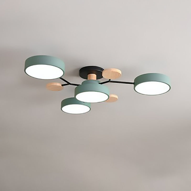 Moderne Scandinavische Ronde Molecuultak Ontwerp Led Semi-inbouw Plafondlamp Voor Woonkamer