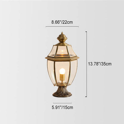 Europese Luxe Volledig Koperen, Heldere Glazen Lantaarnpaal, 1/3 Licht, Waterdichte Patio-landschapsverlichting