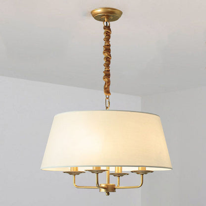 Europese Vintage Klassieke Ijzeren Stoffen Hanglamp Met 4 Lampen